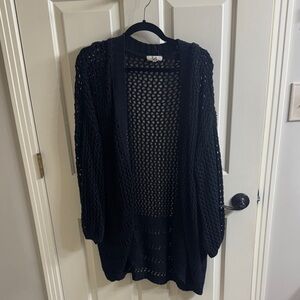 Elegant Black Open-Knit Women's Cardigan